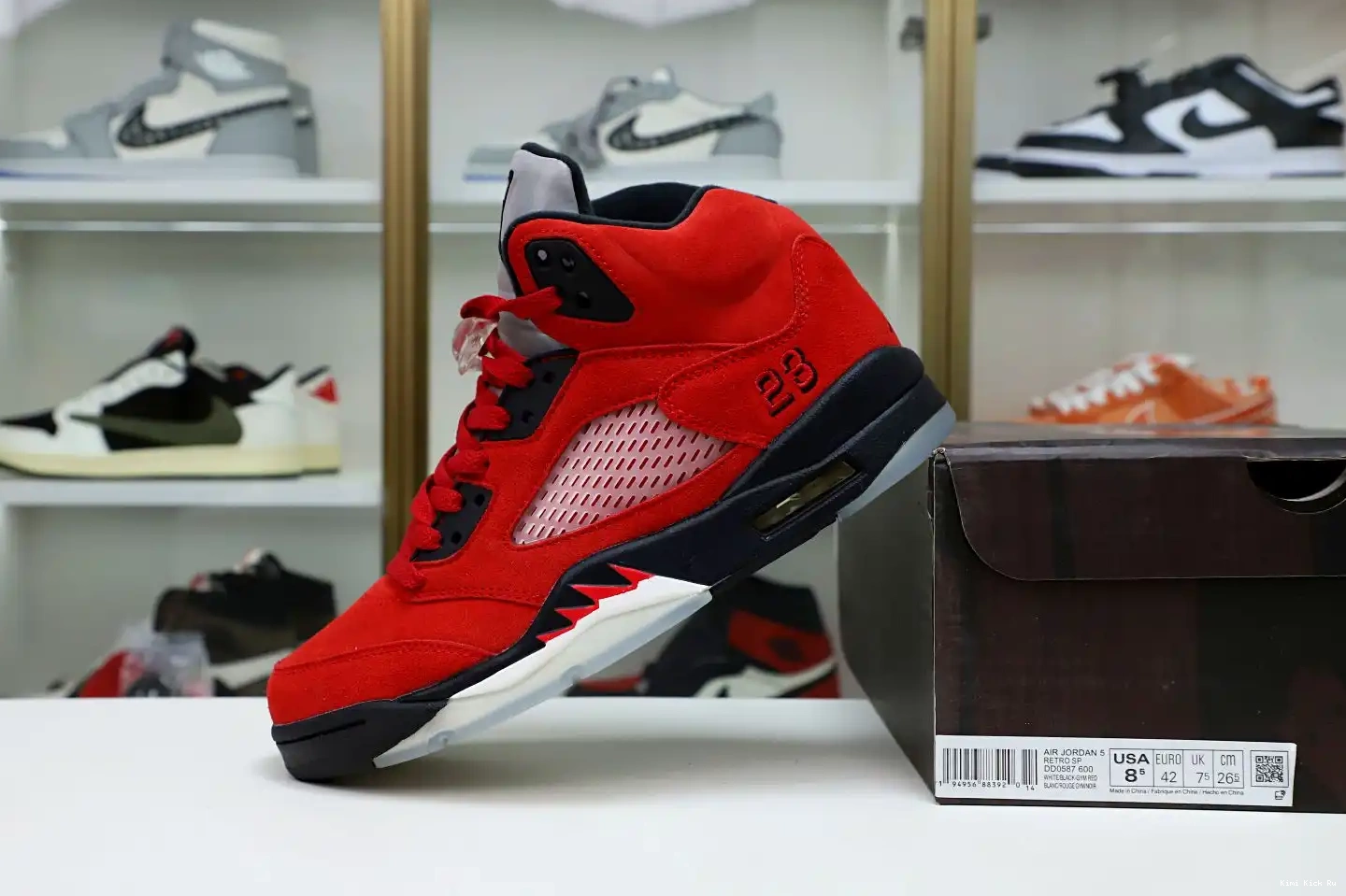 Kimikick RETRO BULL AIR JORDAN 5 SUEDE RED RAGING 0720